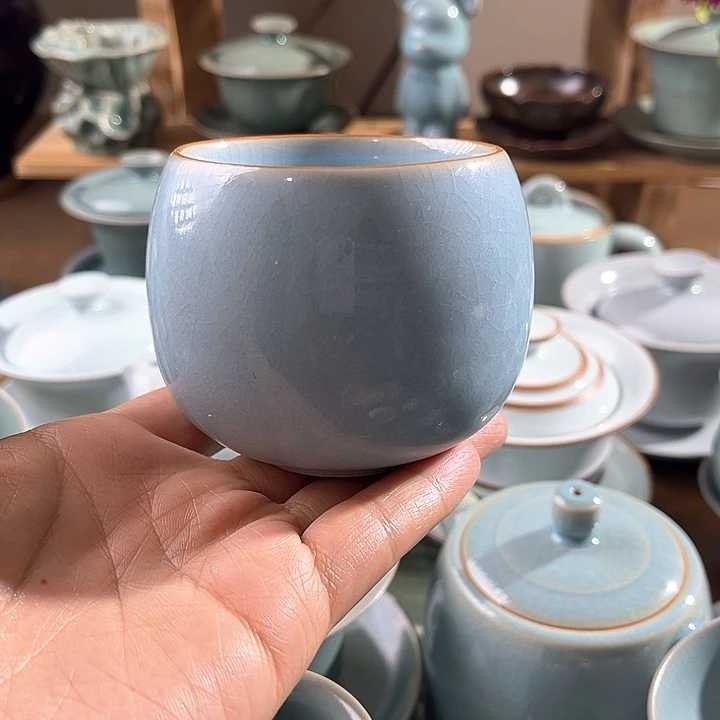 其他陶原矿原产地精品天青大龙蛋主人杯