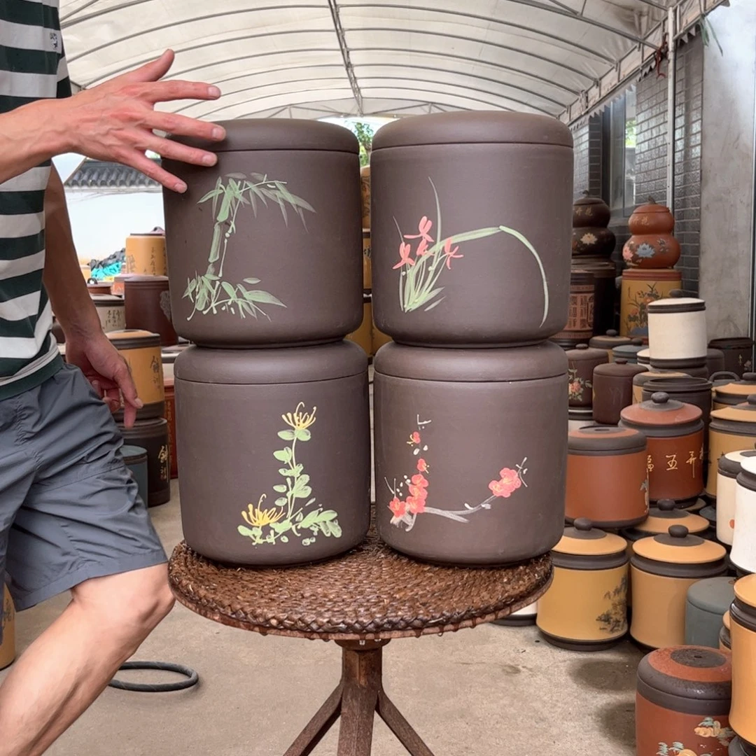 紫砂茶叶罐梅兰竹菊