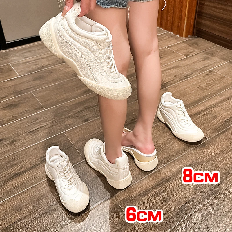 张匠人小个子8公分鸳鸯德训鞋6厘米真皮休闲芭蕾全皮阿甘鞋小白鞋