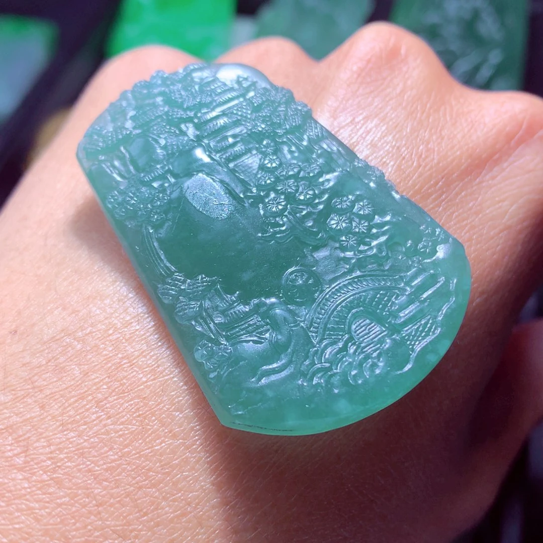 定制翡翠未镶嵌天然翡翠A货毛货挂件