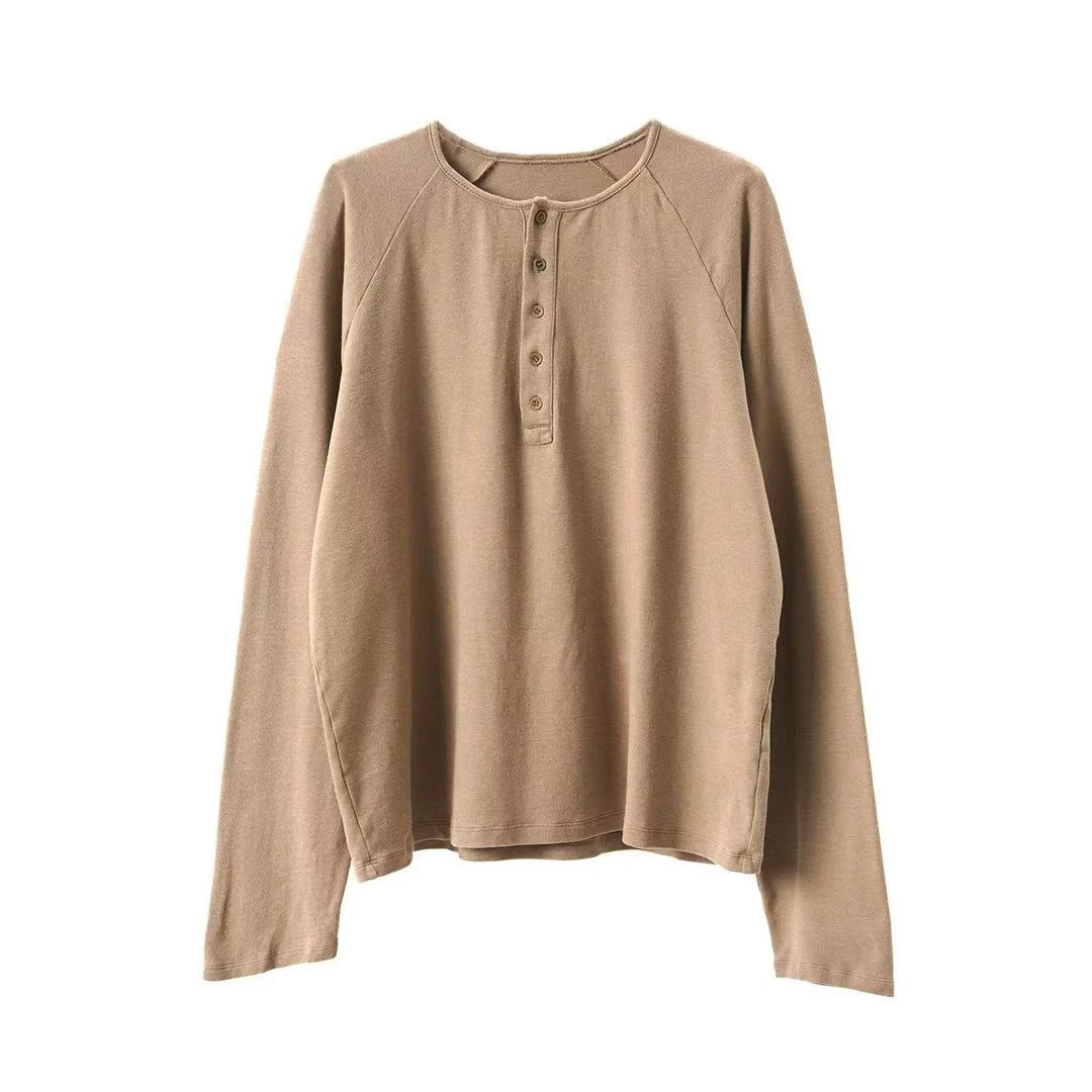 涟香家左岸迷香圆机针织T恤4021多色百搭休闲宽松圆领套头