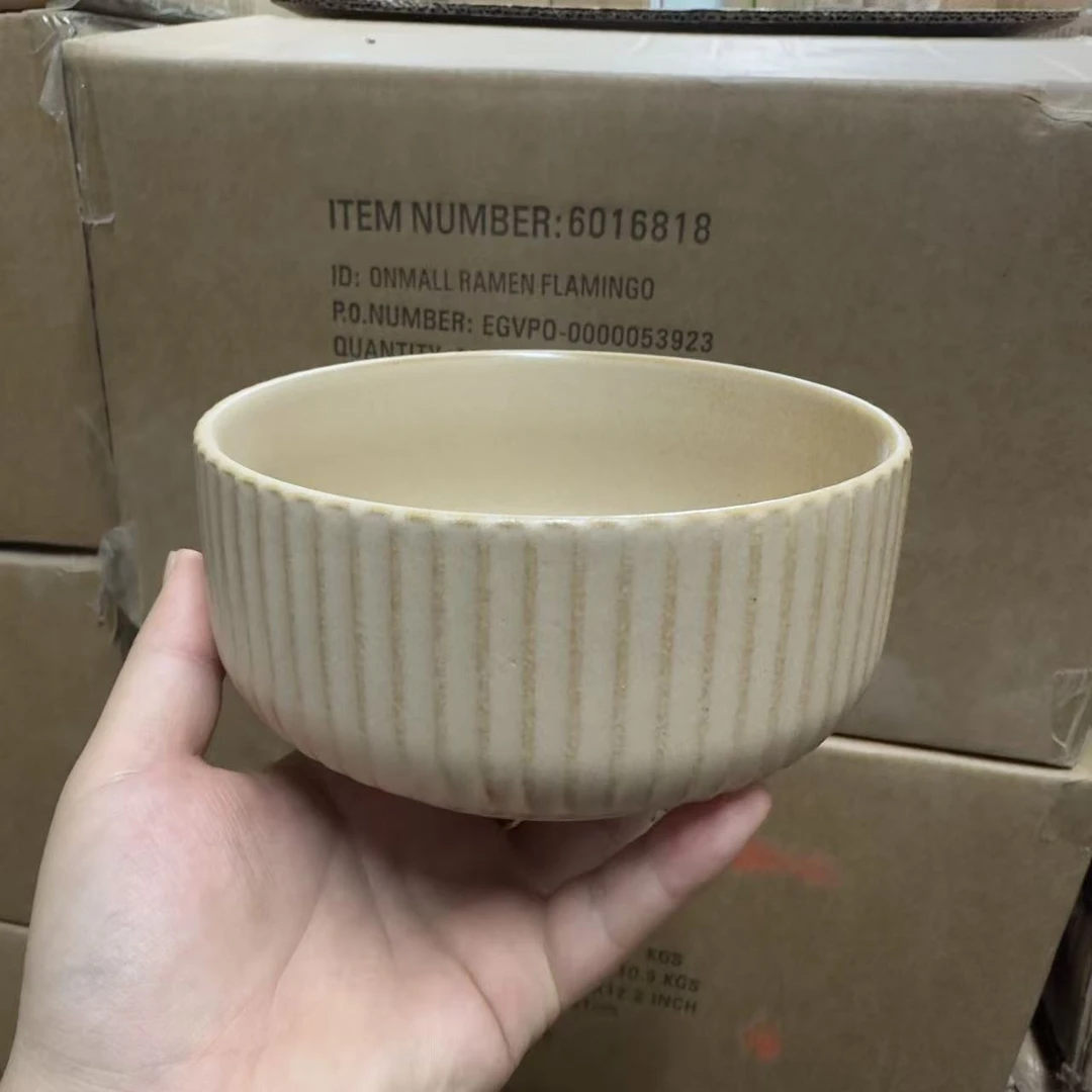 XCZ竖纹陶瓷面碗 口径14.5cm 高6.5cm