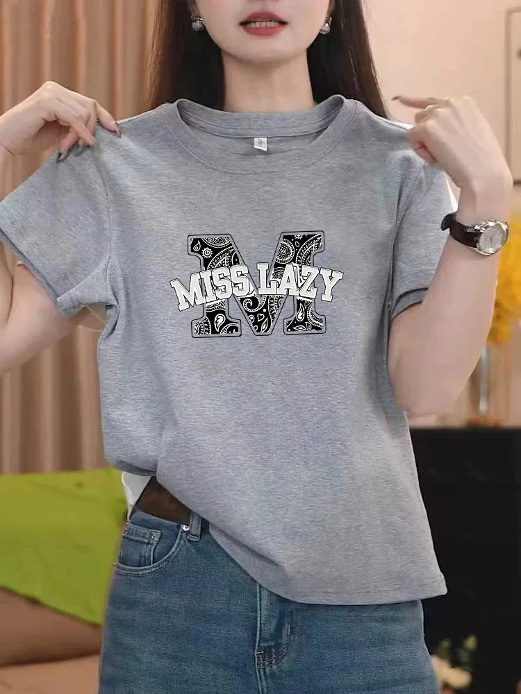 高级灰色基础款t恤女夏季正肩宽松短袖棉质新款小众圆领显瘦上衣