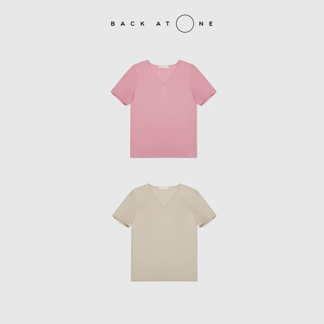 BackAtOne“暖玉生香” 时尚休闲简约桑蚕丝V领T恤 BFS-1BB282Q-K