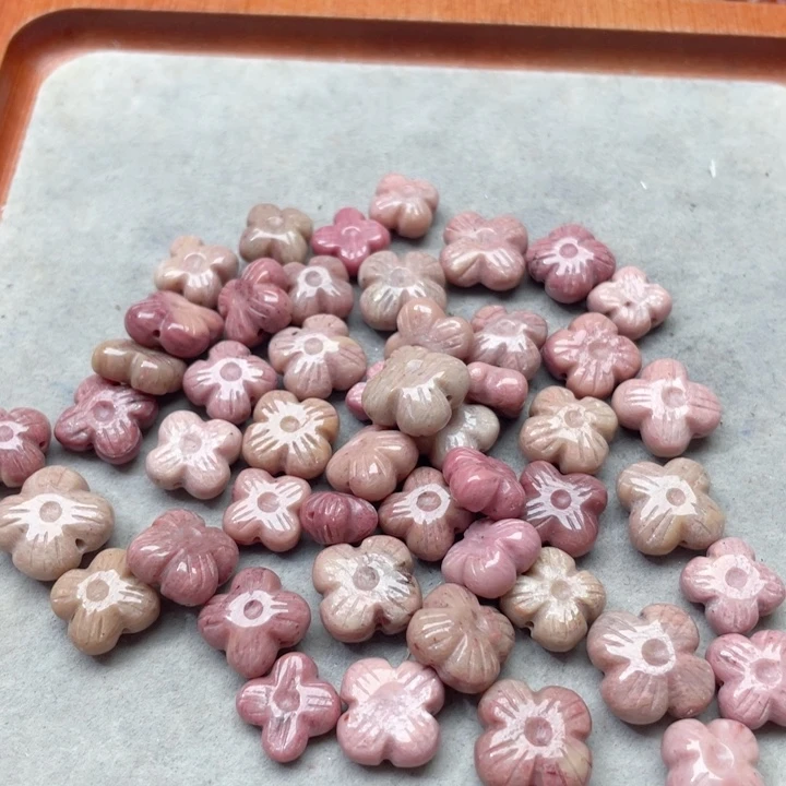 玛瑙/玉髓合金珠宝半成品5个10-14mm红纹石四叶草