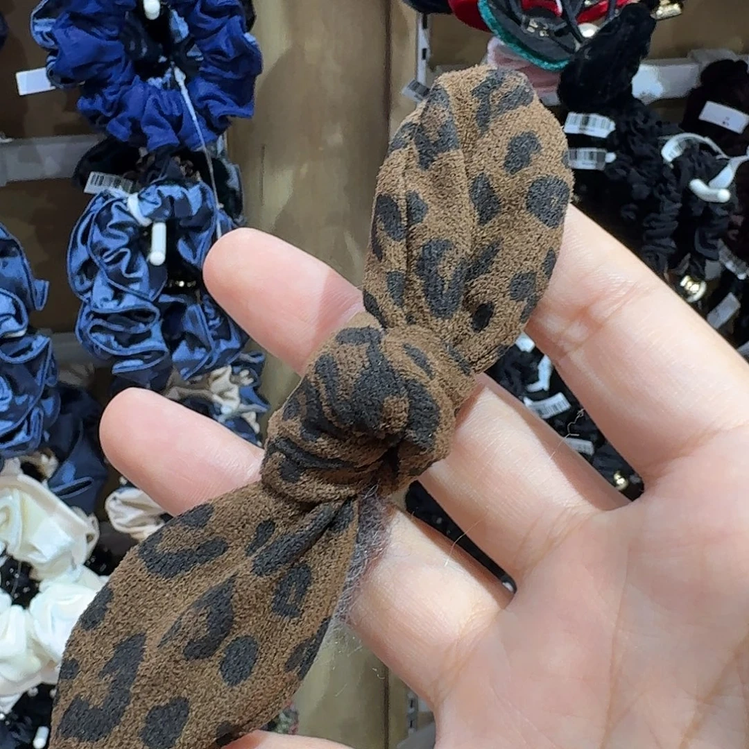 布艺铁合金豹纹蝴蝶结发绳