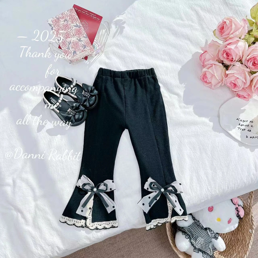 2025春秋新品时髦洋气蝴蝶结女童喇叭裤 D-W33