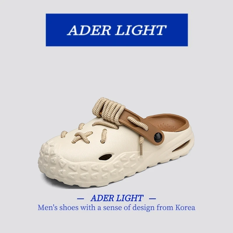 韩国ADER LT潮牌洞洞鞋男款外穿2025夏季防滑涉水男士包头拖鞋