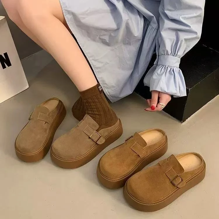 秋休闲款法式拖鞋女新款配裙子包头拖鞋901-1