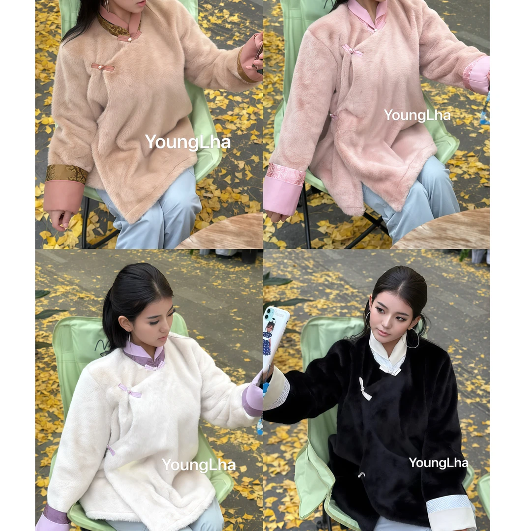 人造皮草 Bola｜女士藏式藏装冬季加厚雪尼尔面料保暖外套长袖