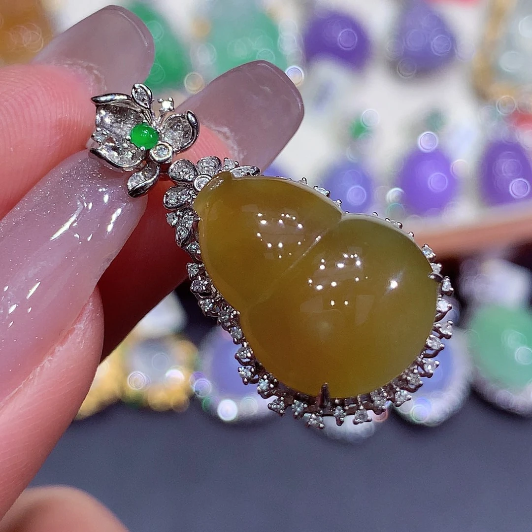 翡翠18K金镶嵌吊坠(不含链)