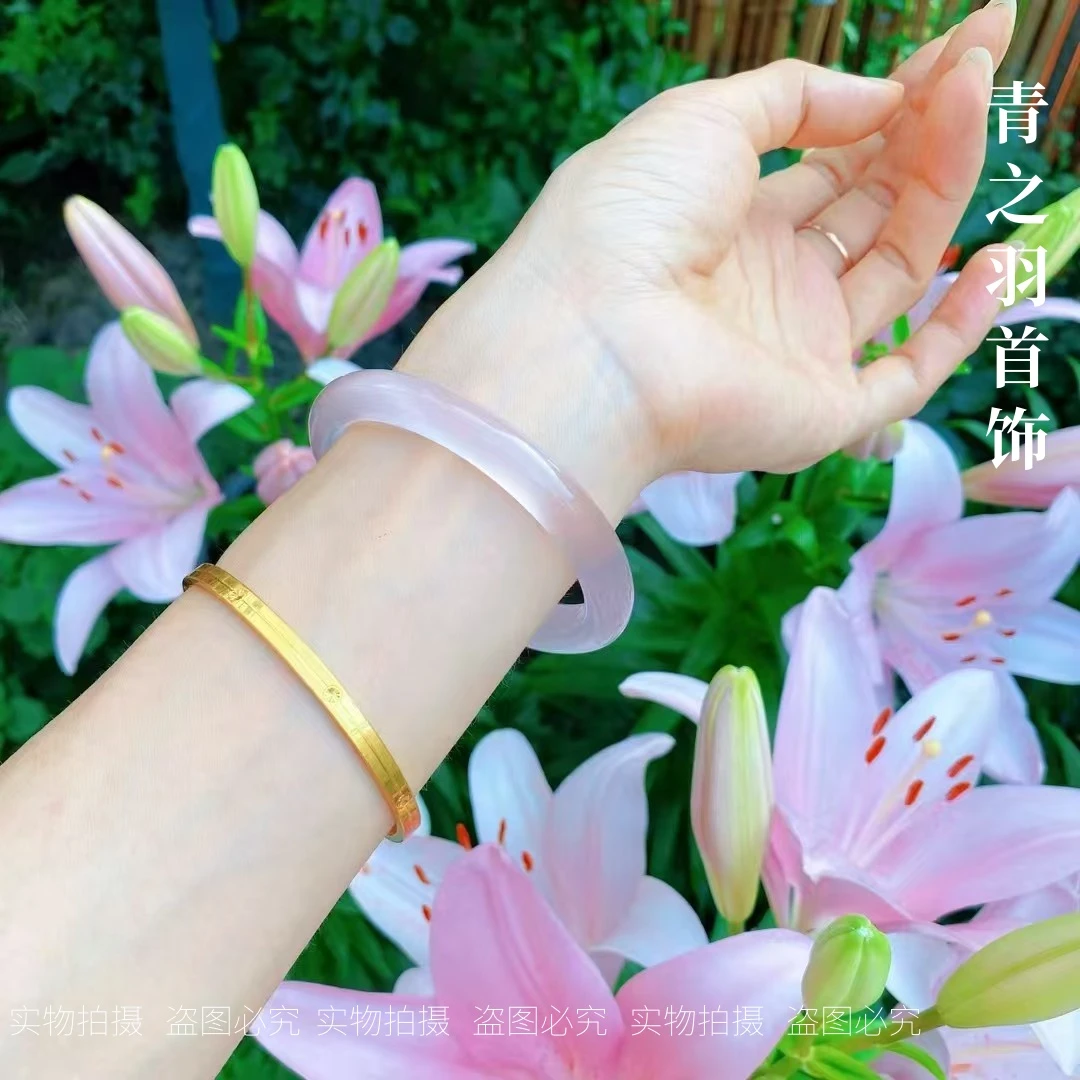 非金属仿水晶手镯  猫眼石手镯高亮冰透金店同款七夕礼物送礼盒