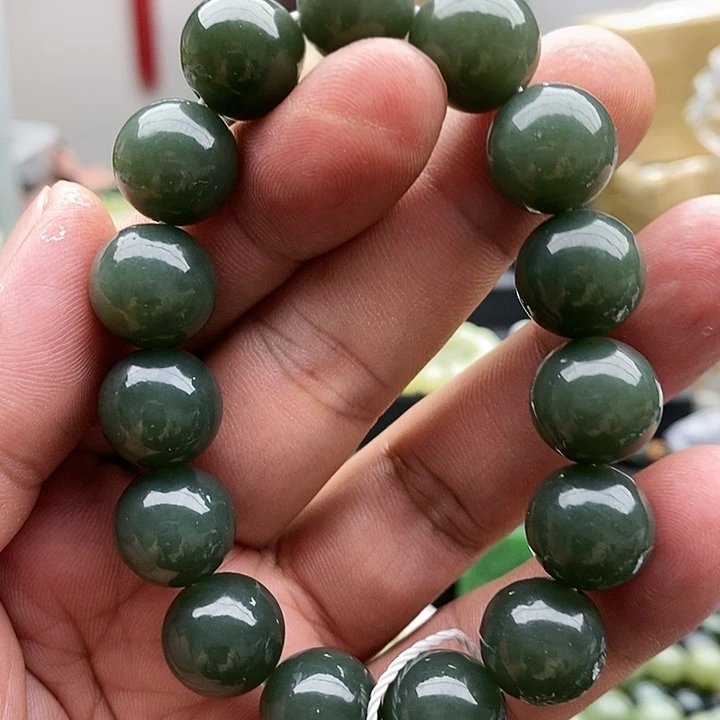 【闪购商品】未镶嵌手链和田玉14且末蓝圆