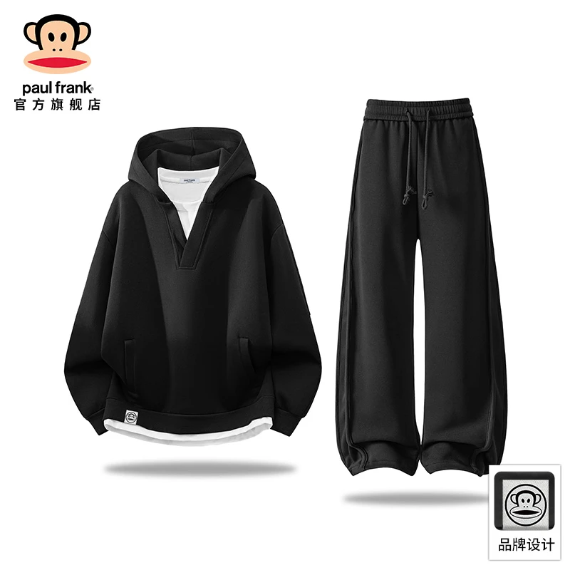 paul frank/大嘴猴日常百搭卫衣卫裤两件套男士秋季运动休闲套装
