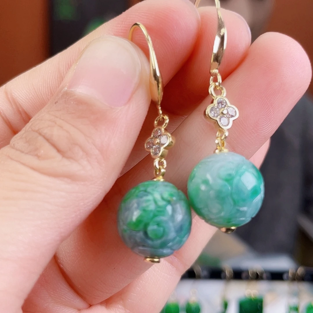 翡翠未镶嵌耳饰饰品