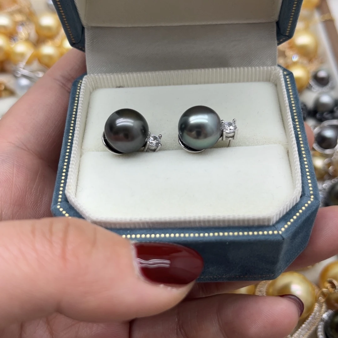 海水珍珠耳饰银S925镶嵌