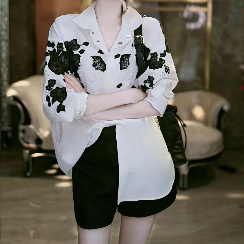 2-14【黑纱玫瑰】设计款气质上衣