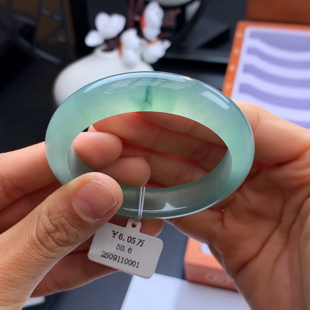 未镶嵌手镯翡翠51冰飘花正圈