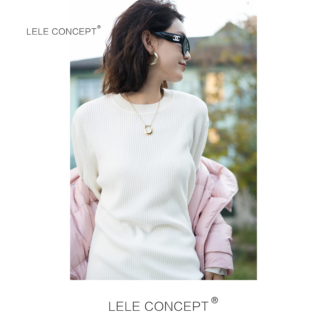 LELE CONCEPT丨新款都市轻奢舒适三色圆领针织套装T0096