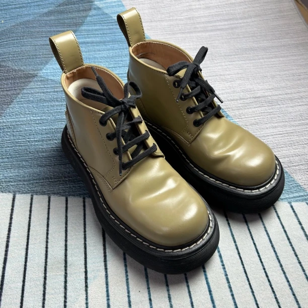 95新 BOTTEGA VENETA/葆蝶家 BV绿色短靴三六半码