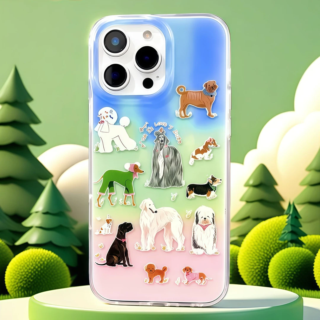 创意小清新狗狗iphone16手机壳适用苹果15Pro磨砂保护套可爱女款