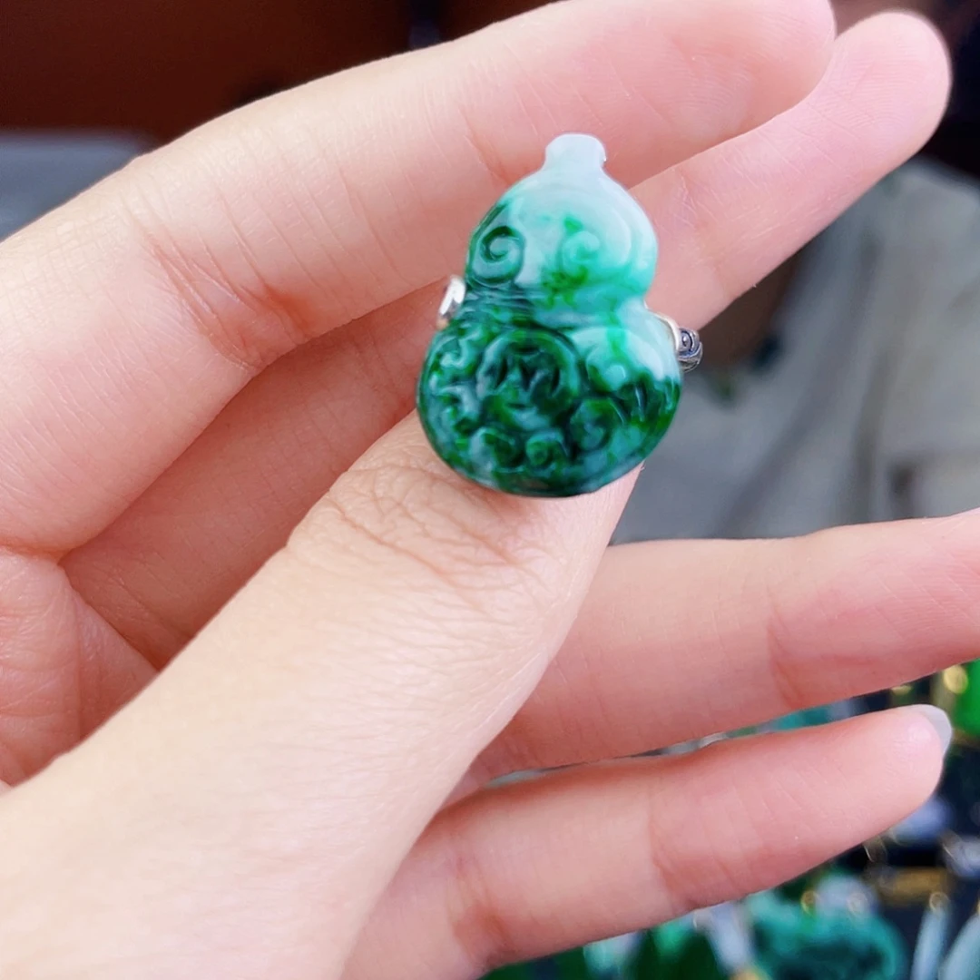 翡翠戒指银S925镶嵌饰品