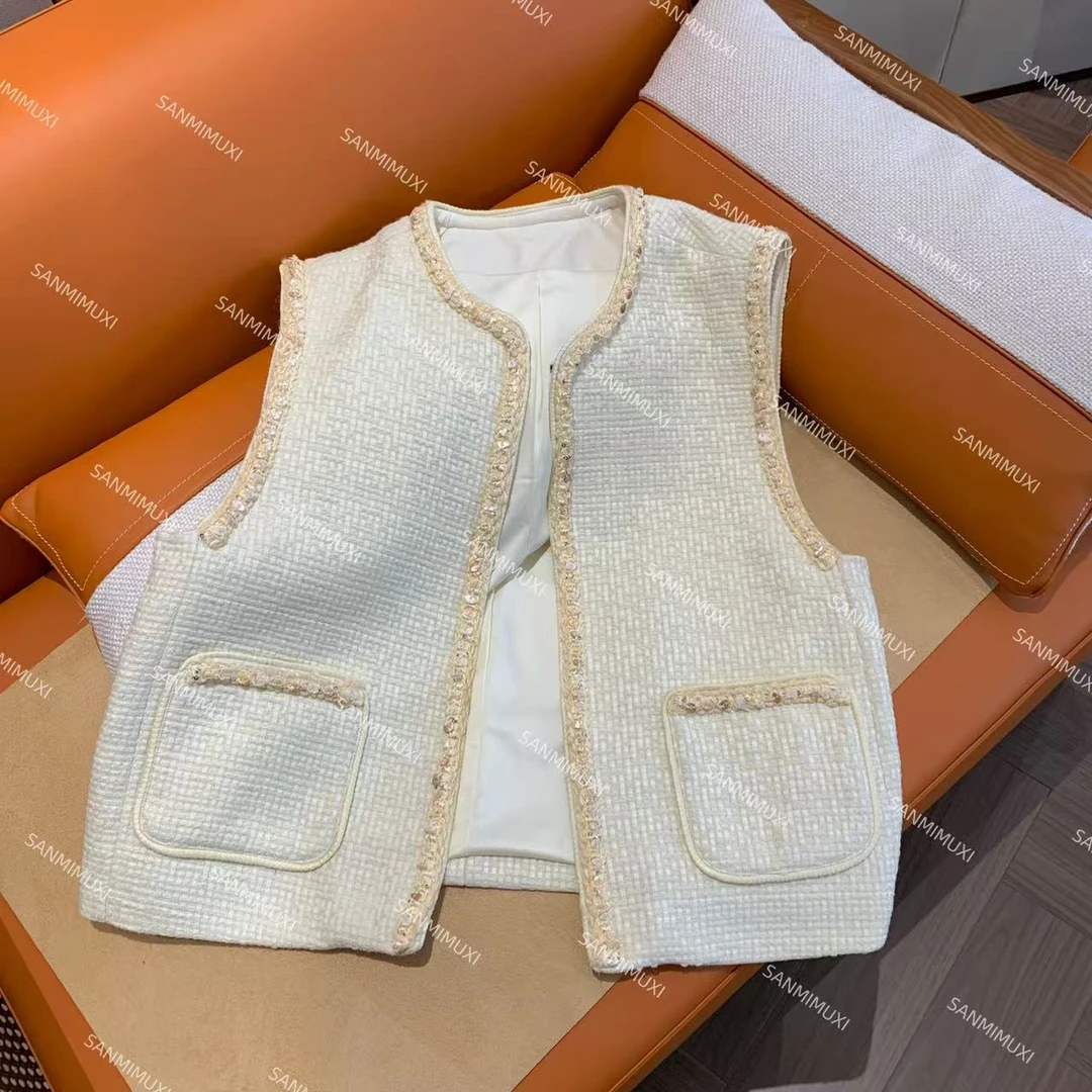 SANMI/叁米   重工精致小香风马甲  3951