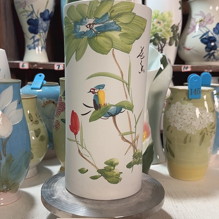 直筒荷花催鸟新款陶瓷陶瓷陶瓷