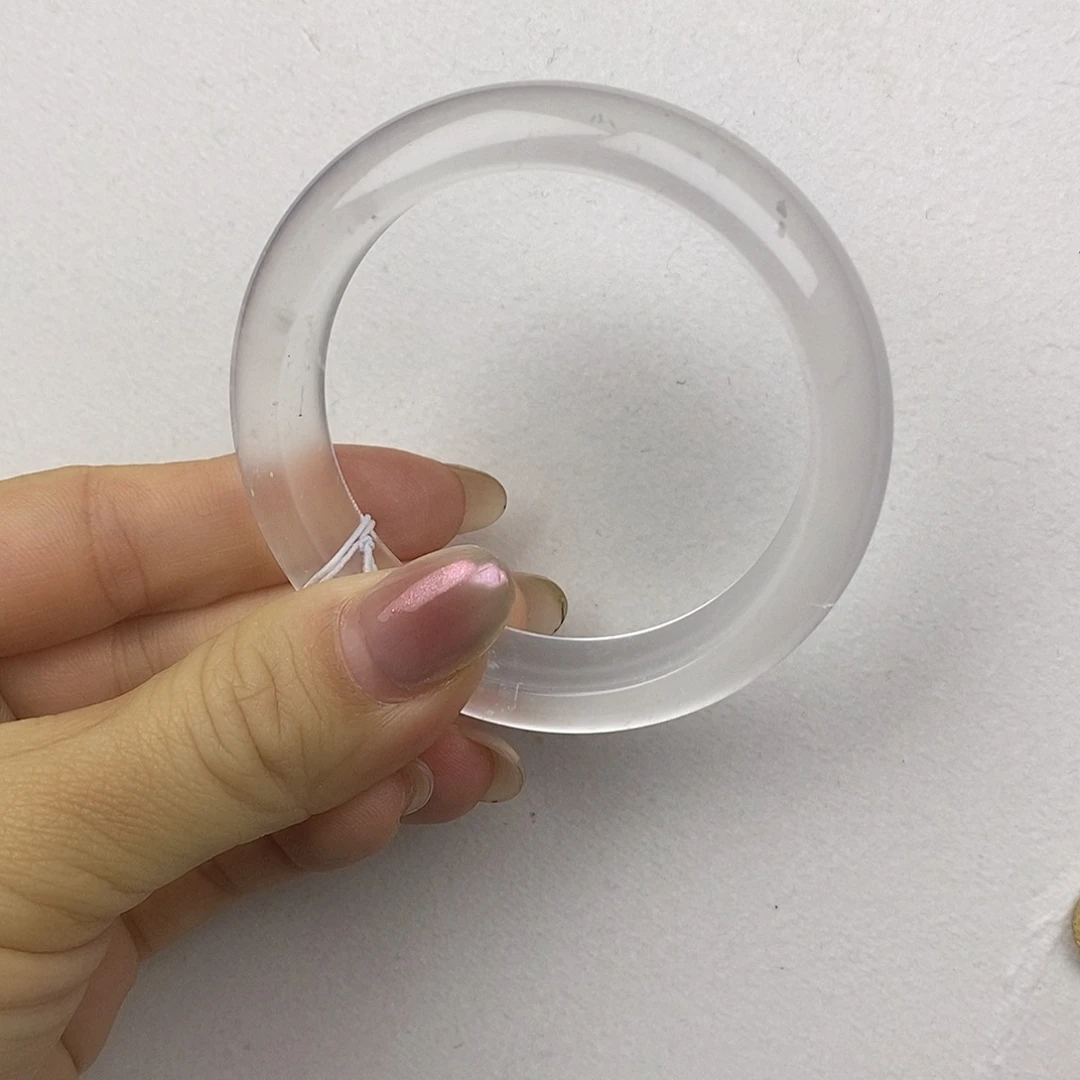 石英质玉未镶嵌手镯52.4白冰飘雪