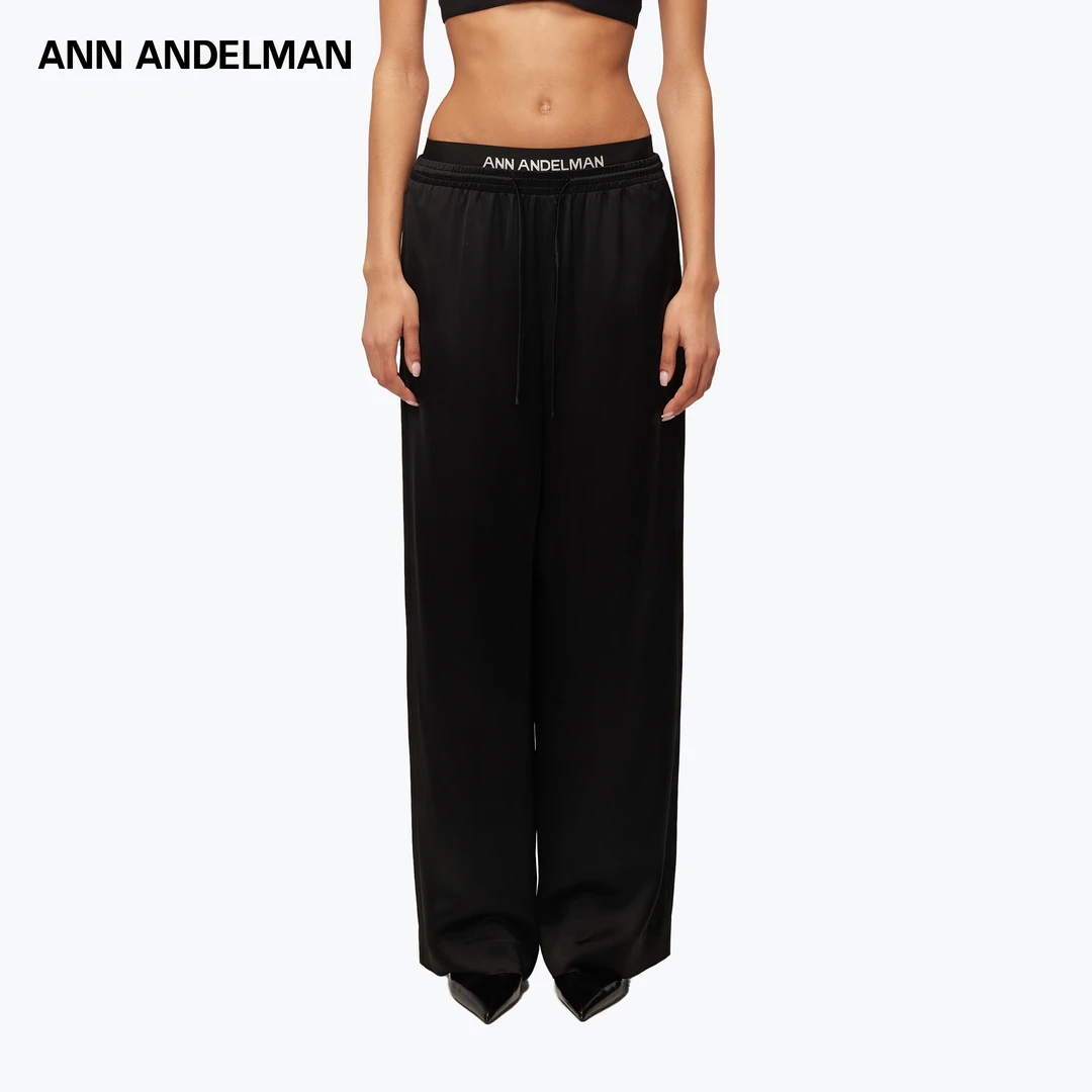 ANN ANDELMAN 25秋冬 新款LOGO织带腰头高腰阔腿长裤