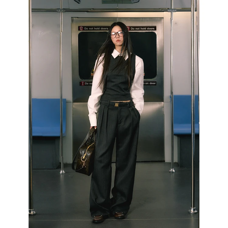 【LaluneDuCiel】LLDC西气质背心+腰带半裙+宽阔腿松长裤LAST0001