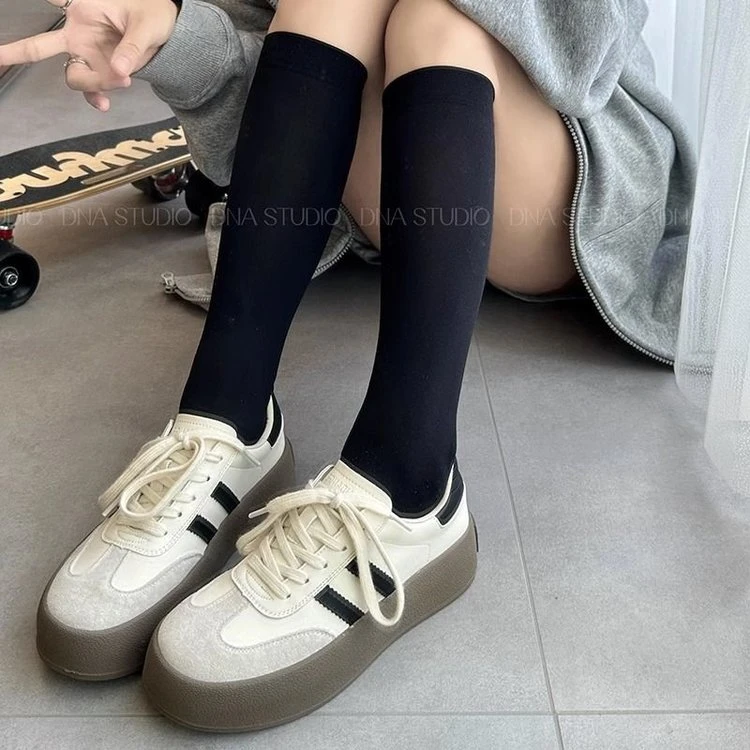 Q厚底复古德训女鞋2025春季新款增高百搭休闲板鞋爆款运动小白鞋