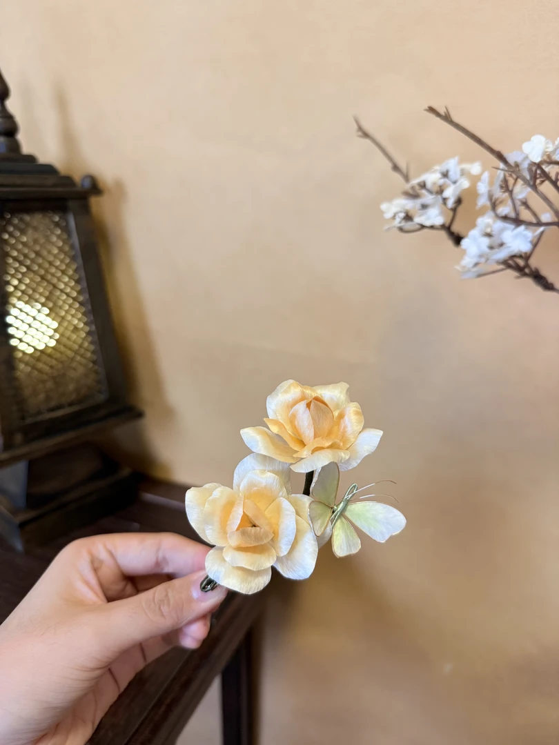 【画蝶】绒花小号发夹