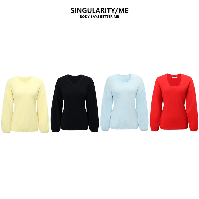 Singularity Me 7A 75038 羊毛圆领落肩慵懒廓形秋毛衣针织衫上衣