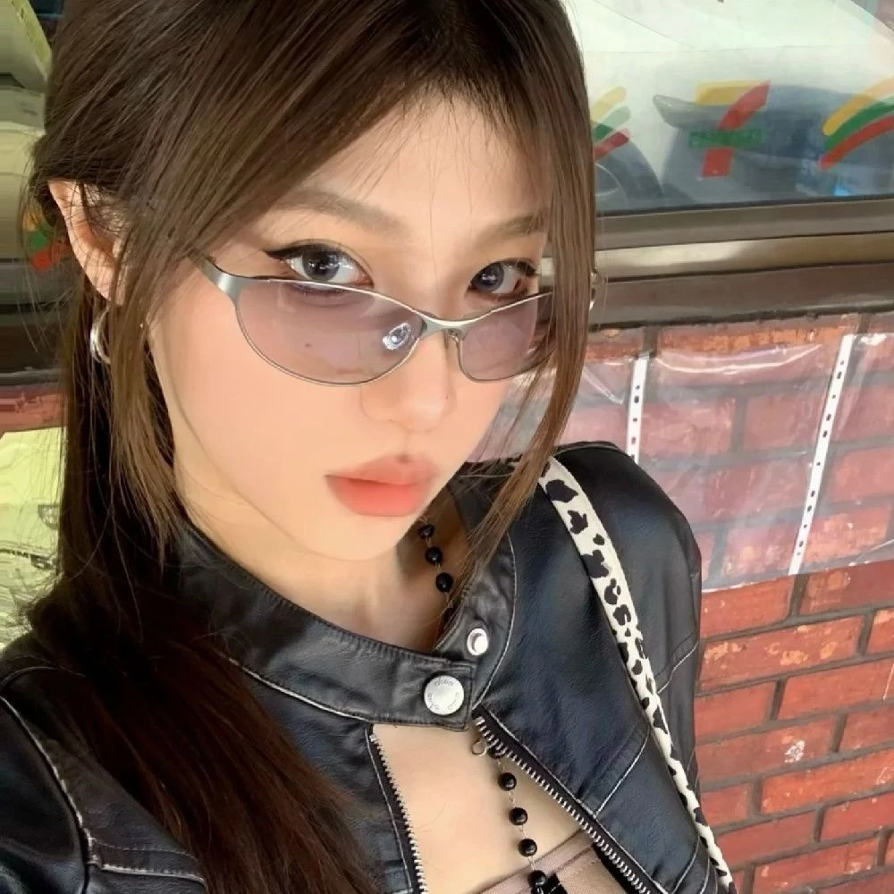 美式复古猫眼墨镜女 Y2K辣妹街拍潮流防紫外线太阳眼镜方圆脸显瘦