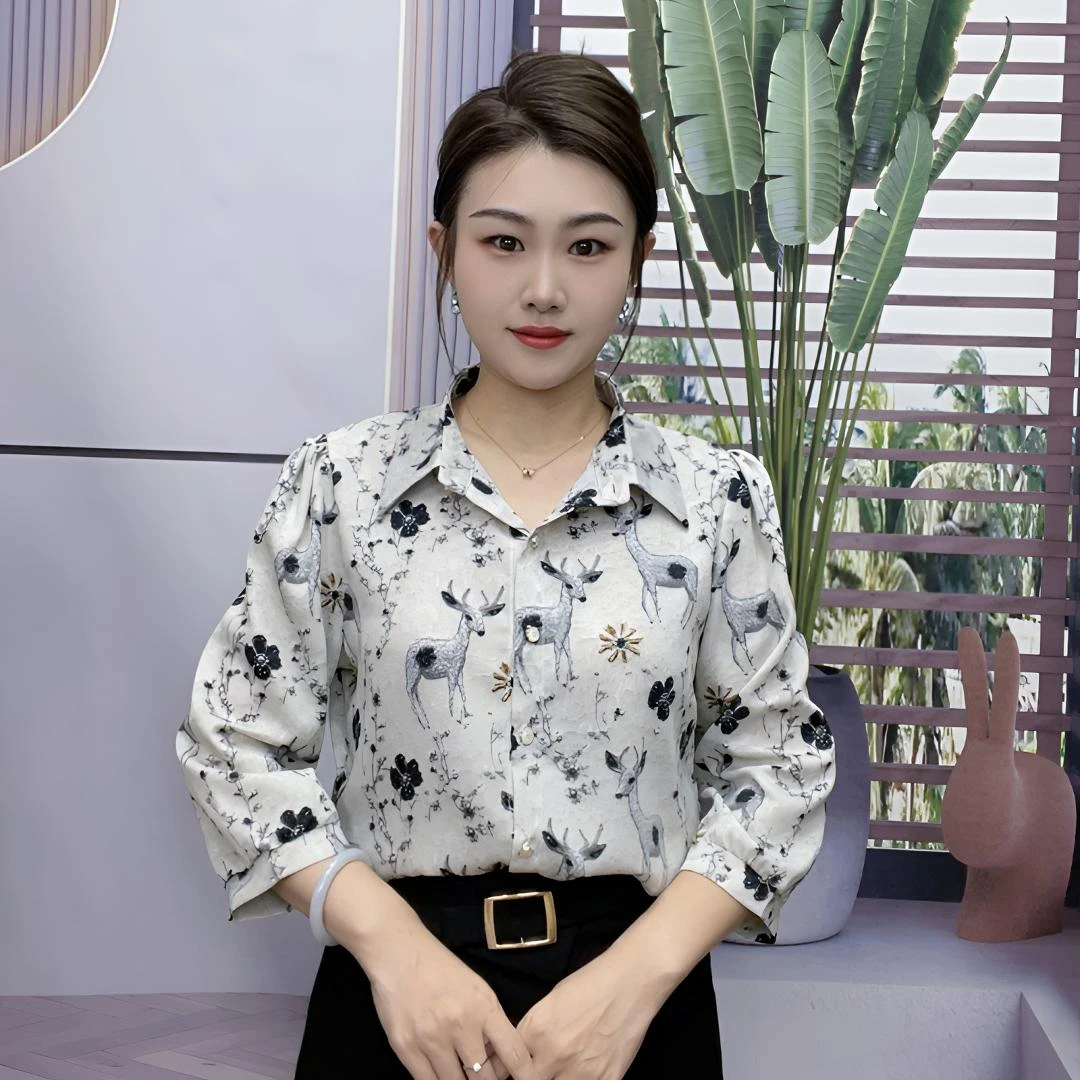 夏季新品女装时尚靓丽洋气百搭气质减龄七分袖小众衬衫上衣