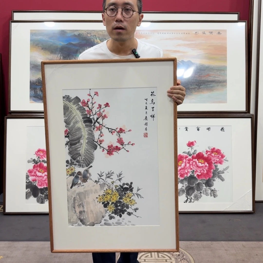 国画带框绘画90/60尺寸