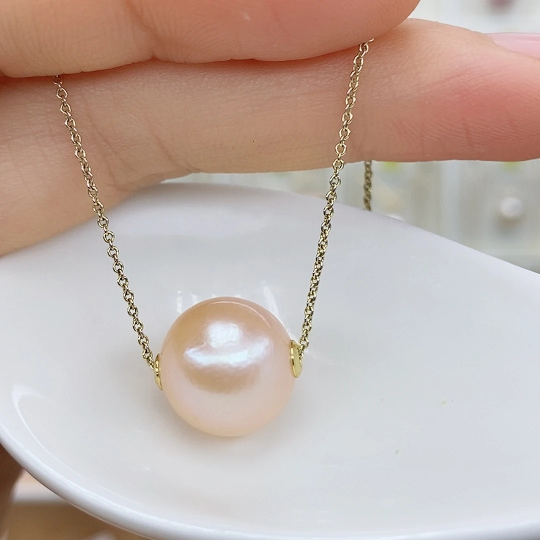 项链银S925镶嵌淡水珍珠