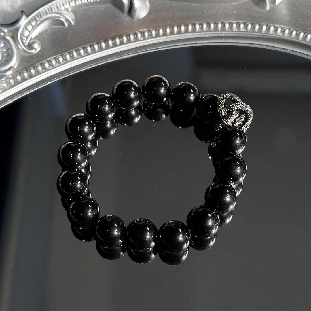 xy285［一眼沦陷］黑曜石缠绕蛇水晶手串