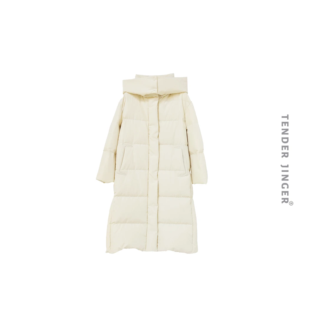 【专柜】2023简约时尚连帽长款鹅绒服T2312ZHE49746