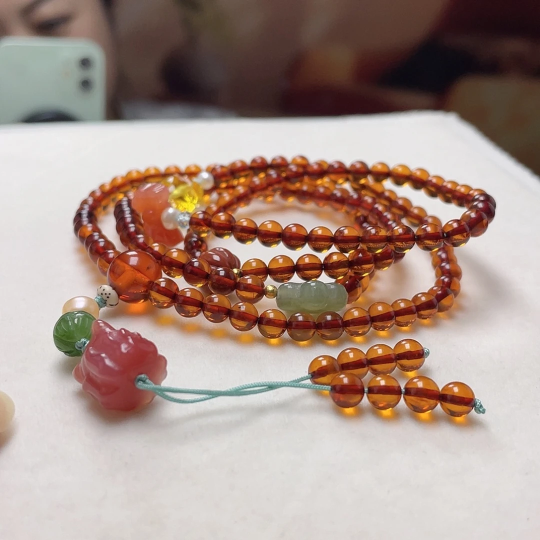 琥珀未镶嵌裸石项链