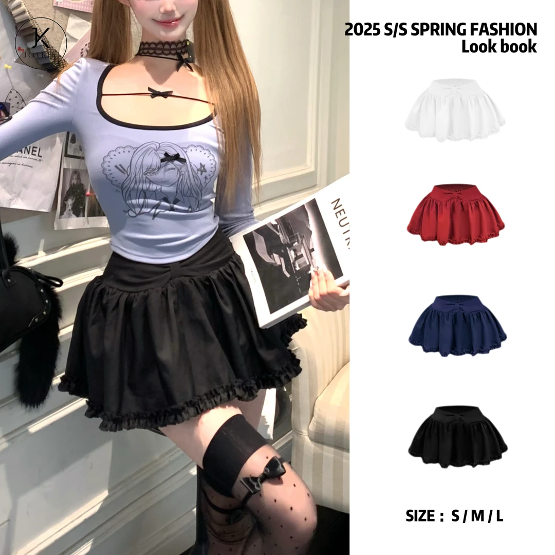 JOY KIKI金金【长腿秘诀】甜美少女弹力显瘦带安全裤半裙J25A015