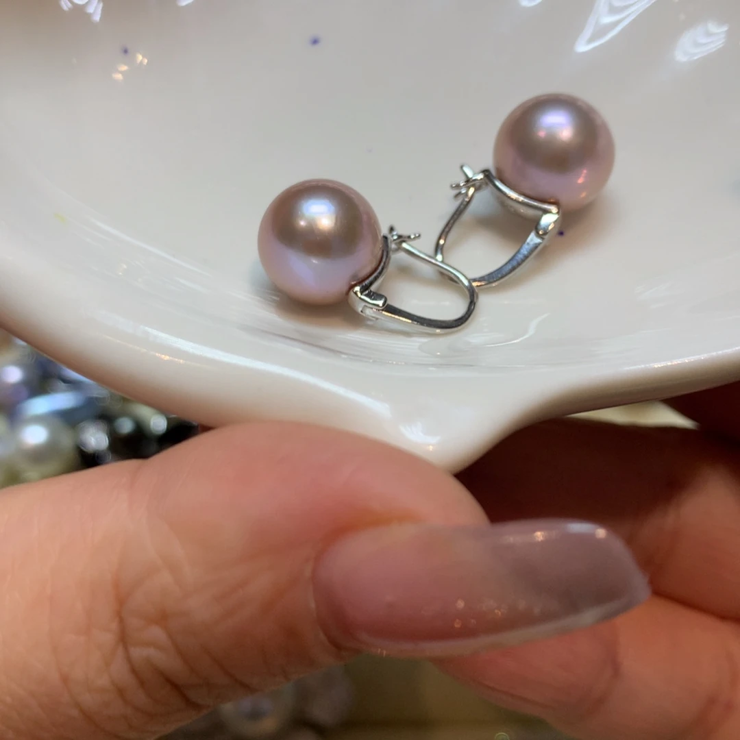 淡水珍珠耳饰银S925镶嵌