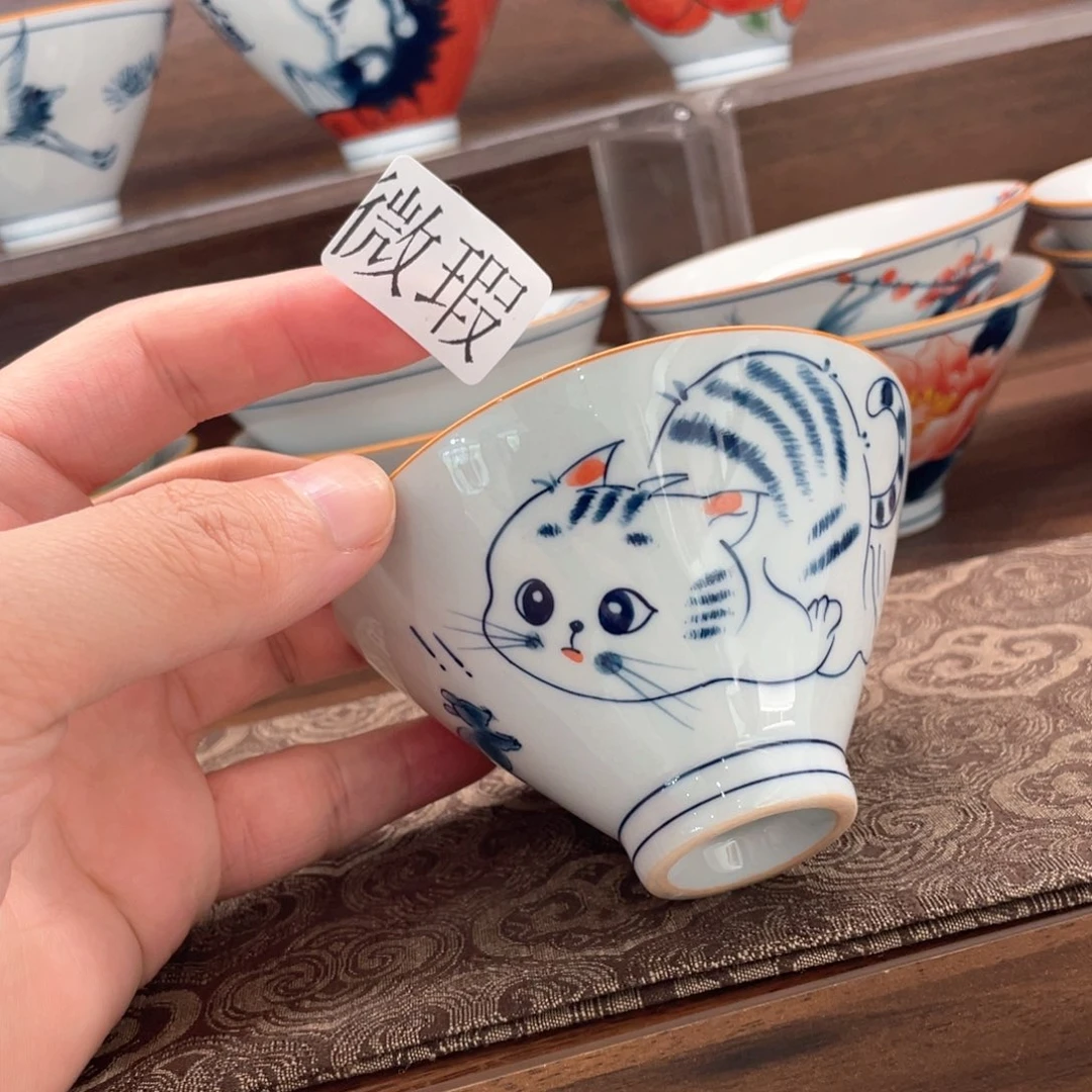 釉下手绘茶具微瑕