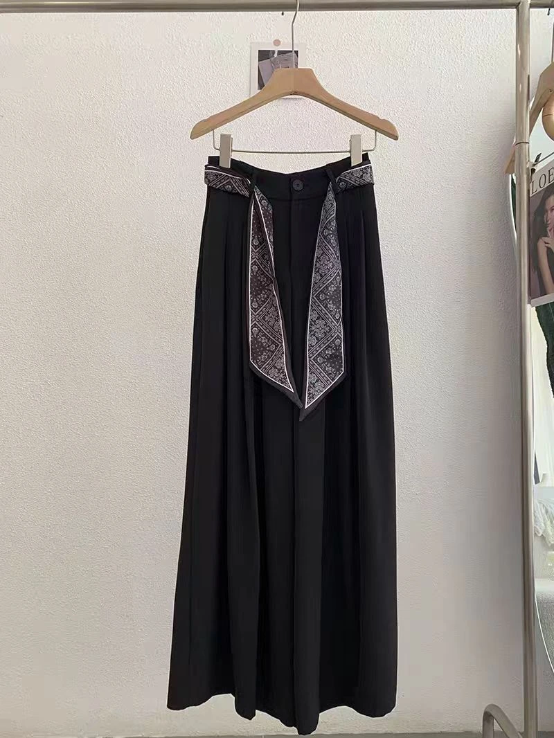 GML 7759配丝巾西装压皱阔腿宽松休闲百搭