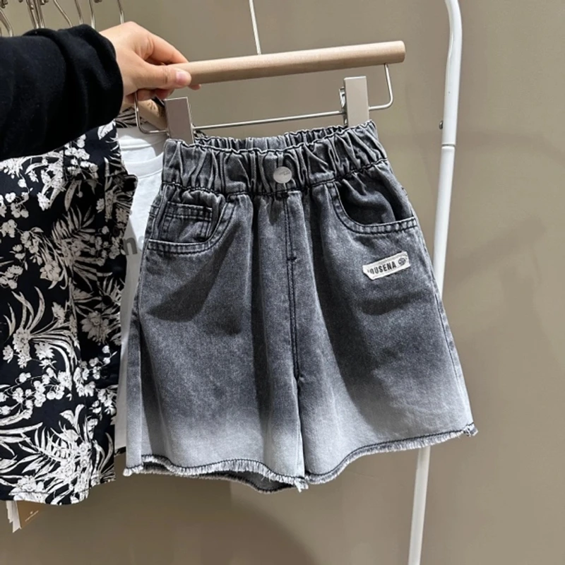 男女童韩版黑灰色牛仔夏款短裤中裤