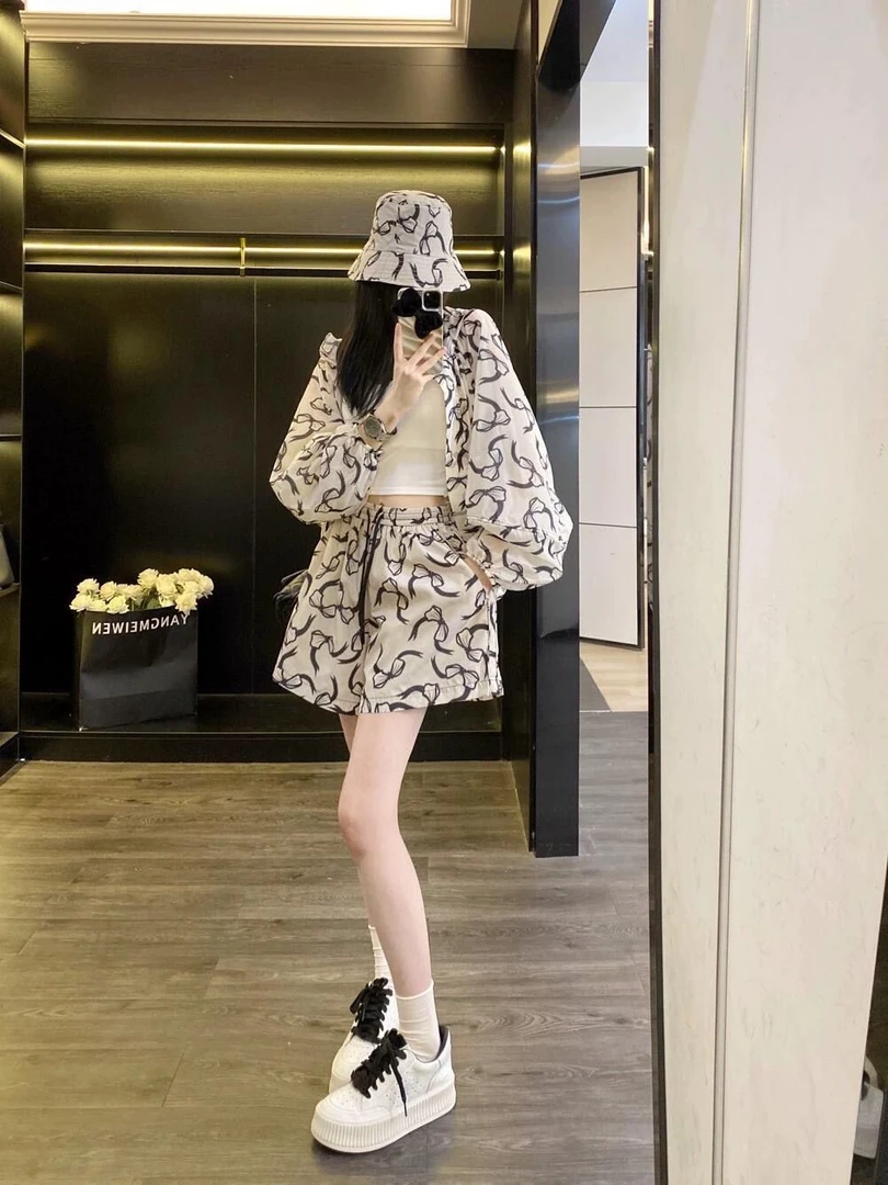 中国风INS风休闲风森系时尚套装印花小个子休闲显瘦时尚宽松