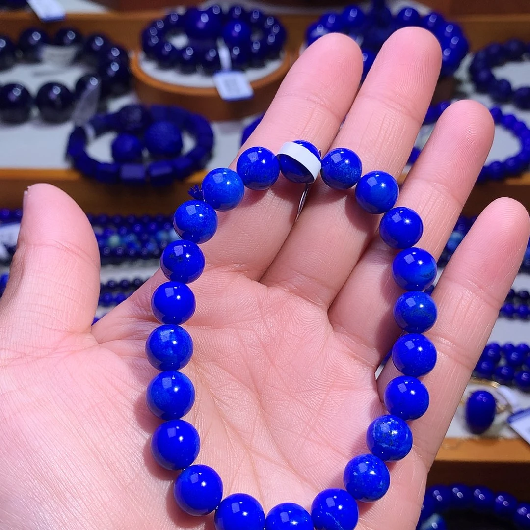 青金石未镶嵌手串8.5m特惠捡漏款艳蓝圆珠2102