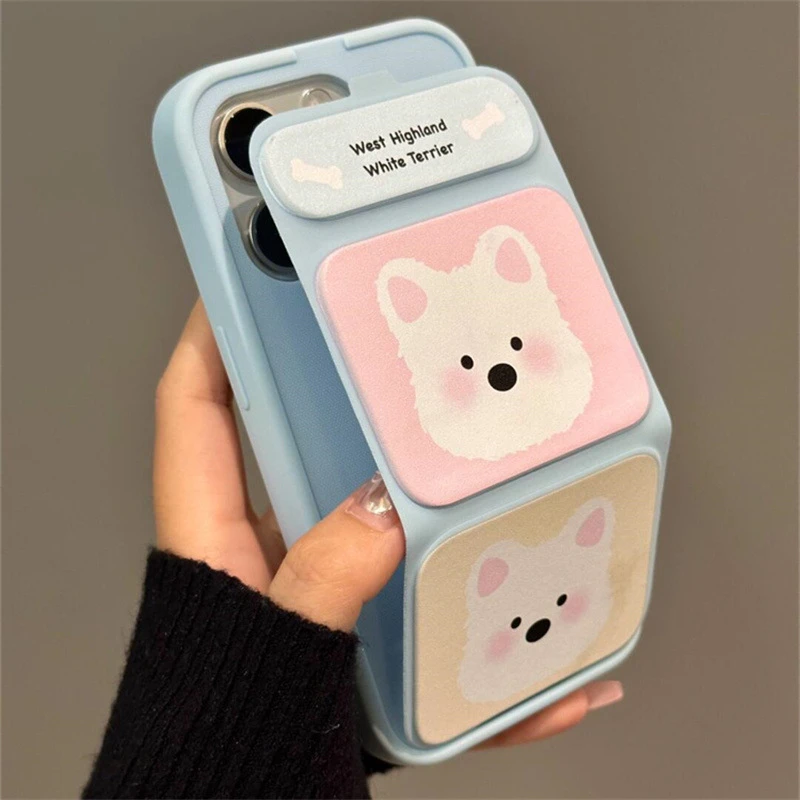 【宝贝】卡通腮红西高地适用苹果16promax手机壳15新款iphone14折叠