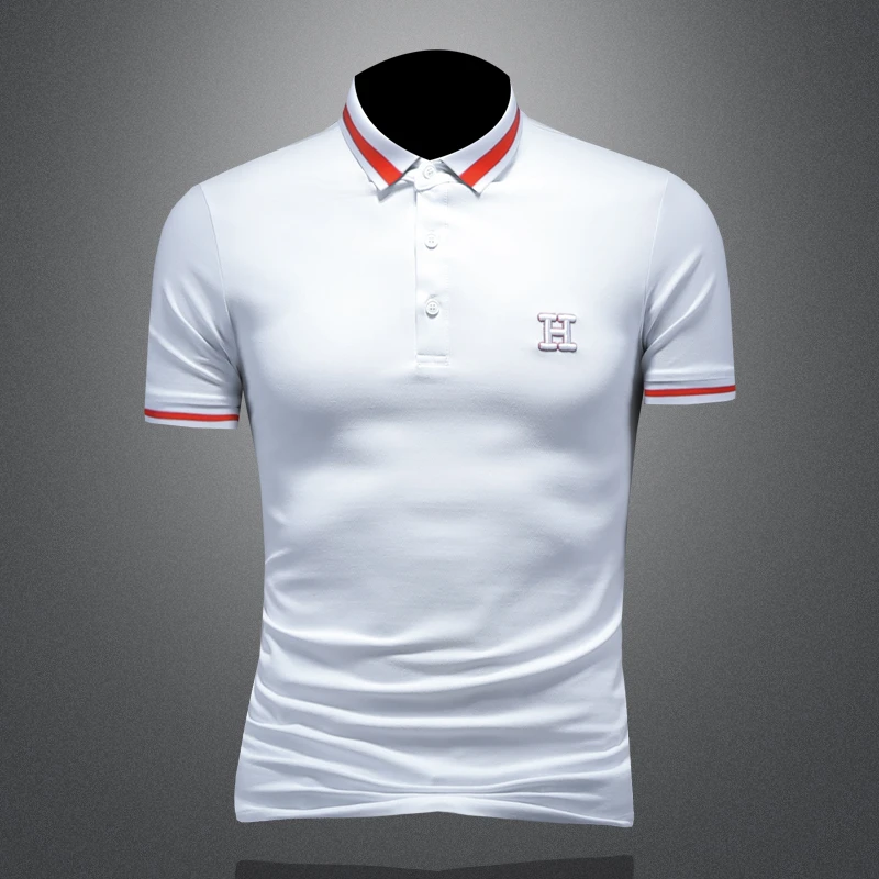 费韦戈摩夏季时尚潮流休闲短袖t恤男士翻领刺绣修身显瘦男polo衫